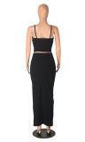 Women Spring Sexy Suspender Crop Top and Bodycon Skirt Two-Piece Set
