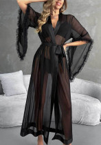 Women cuffs sexy see-through sexy mesh nightgown