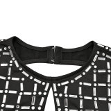 Women Sexy Beaded Long Sleeve Dress