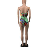 Women Beach Print One-piece Swimwear