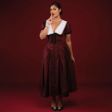 Women autumn and winter French puff sleeve Maxi dress