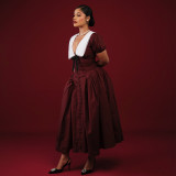 Women autumn and winter French puff sleeve Maxi dress