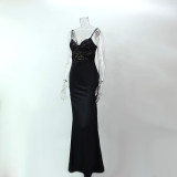 Women summer lace sexy suspender fishtail dress