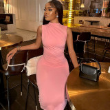 Sleeveless Round Neck Chic Casual Long dress for women