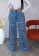 Fashion Ripped straight wide leg trousers
