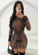 Autumn Fashion Street Trend Sexy Mesh See-Through High Waist Bodycon Dress