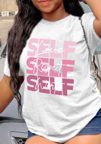 Fashion women's summer Letter printed t-shirt loose short sleeve top