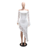 Strapless irregular solid color long dress for women