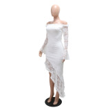 Strapless irregular solid color long dress for women