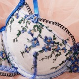Sexy lingerie floral embroidery cross-strap design sweet and romantic two-piece set