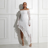 Strapless irregular solid color long dress for women