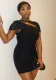 Women's spring and summer Off Shoulder irregular hollow Patchwork Bodycon Dress