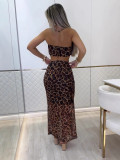 Women's Summer Leopard Sexy Strapless Mesh Dress