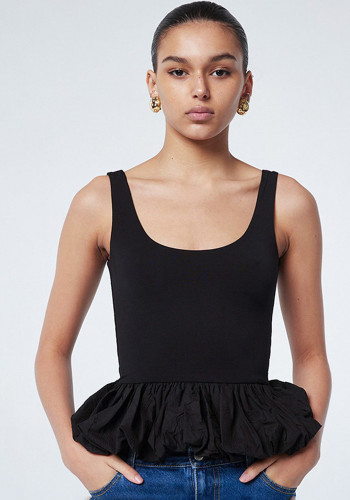 Spring Summer Women's Solid Sleeveless Slim Low Back Bubble sexy vest top for women