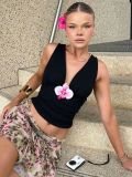 Women's summer fashion sexy deep v low-cut strap vest sleeveless top