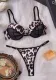 Women's sexy lingerie See-Through Leopard print bra thong two-piece set
