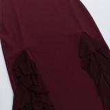 Strap Chic V-neck Holidays Slit Ruffle Dress