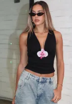 Women's summer fashion sexy deep v low-cut strap vest sleeveless top
