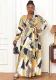 Plus Size Women's Sexy V-Neck Long Sleeve Bohemian Beach Long Dress