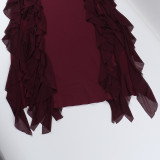 Strap Chic V-neck Holidays Slit Ruffle Dress