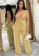 Women Solid Backless Sleeveless Denim Jumpsuits