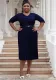 Plus Size fashion Career women's summer fashion Chic V-neck solid color pleated office dress