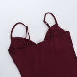 Strap Chic V-neck Holidays Slit Ruffle Dress