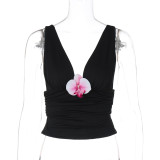 Women's summer fashion sexy deep v low-cut strap vest sleeveless top