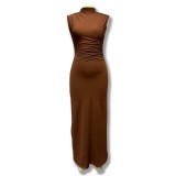 Sleeveless Round Neck Chic Casual Long dress for women