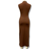 Sleeveless Round Neck Chic Casual Long dress for women