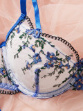 Sexy lingerie floral embroidery cross-strap design sweet and romantic two-piece set