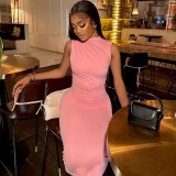 Sleeveless Round Neck Chic Casual Long dress for women