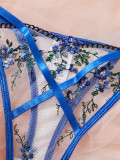 Sexy lingerie floral embroidery cross-strap design sweet and romantic two-piece set