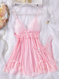 Summer sexy strap pajamas lingerie women  home clothes two piece set