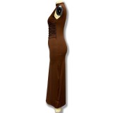 Sleeveless Round Neck Chic Casual Long dress for women