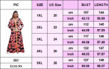 Plus Size Women's Loose Lace Embroidery Chiffon Print Evening Dress