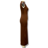 Sleeveless Round Neck Chic Casual Long dress for women