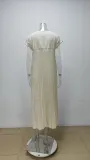 Autumn women's elegant fashion Round Neck sleeveless pleated long dress