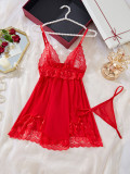 Summer sexy strap pajamas lingerie women  home clothes two piece set