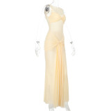 Women Mesh Fishtail Ribbon Bodycon Sundress