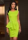 Women Party Dance Round Neck Sleeveless Beaded Bodycon Dress