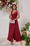 Women Sexy V-neck Sleeveless Lace Slit Dress