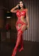 Women Sexy Open Crotch Red Hollow Fishnet One-piece Fishnet Stockings Sexy Lingerie