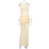 Women Mesh Fishtail Ribbon Bodycon Sundress