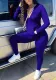 Plus Size Women Sports Zipper Solid Top and Pants Two-piece Set