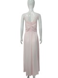Women Sexy V-neck Sleeveless Lace Slit Dress