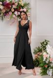 Women Sexy V-neck Sleeveless Lace Slit Dress