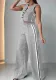 Women solid sleeveless top and pocket pants two-piece set
