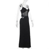 Women Sexy Mesh Patchwork Strap Dress