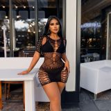 Women Hollow Geometric Short Sleeve Free-to-remove Sexy Lingerie